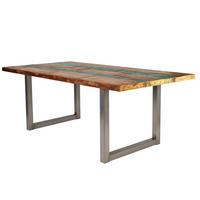 ESSTISCH Echtholz  Holz, Metall rechteckig Multicolor, Silberfarben  - Silberfarben/Multicolor, MODERN, Holz/Metall (220/76,5/100cm) - MID.YOU