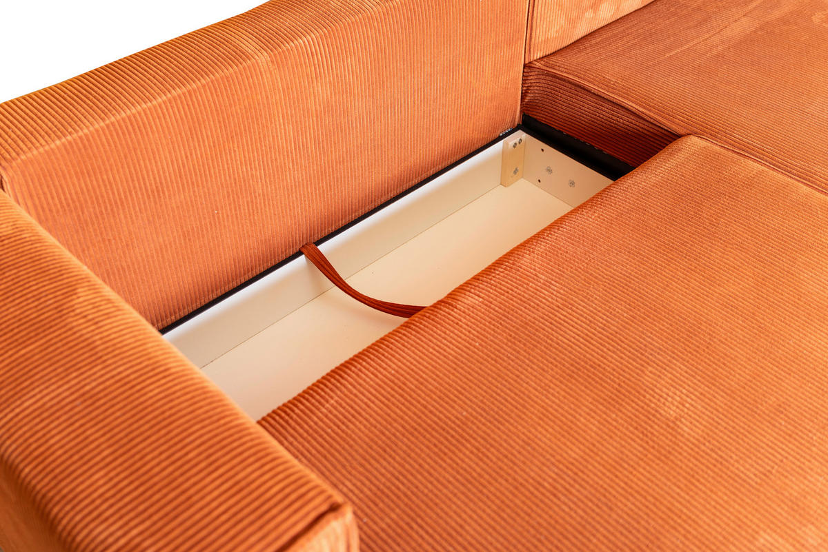 ECKSOFA in Cord Terracotta  - Terracotta/Braun, KONVENTIONELL, Holz/Textil (230/190cm) - Carryhome