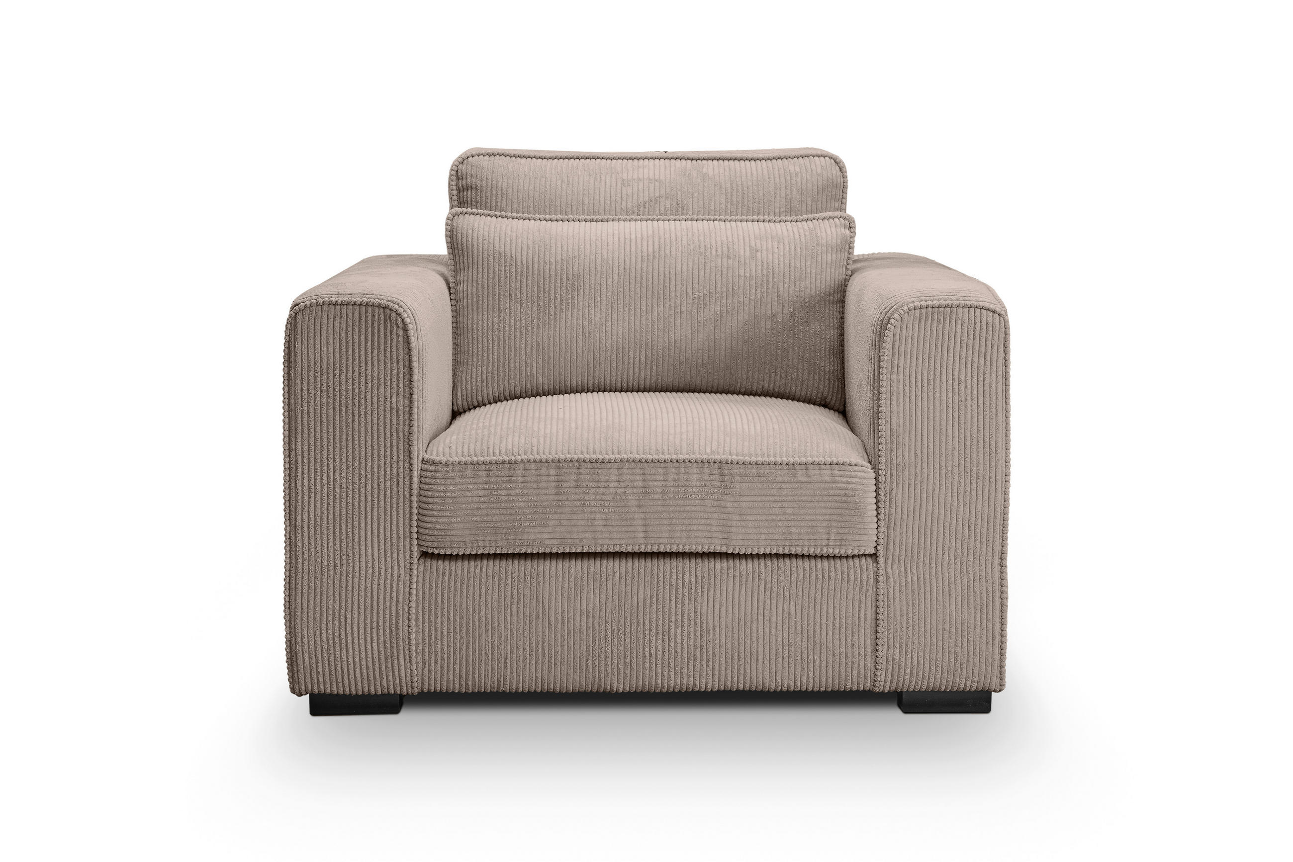 1,5-SITZER ALMERA Cord Beigebraun  - Beigebraun/Schwarz, Basics, Holz/Textil (120/92/112cm) - MID.YOU