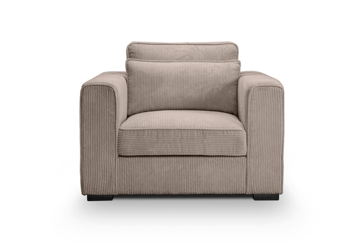 1,5-SITZER ALMERA Cord Beigebraun  - Beigebraun/Schwarz, Basics, Holz/Textil (120/92/112cm) - MID.YOU
