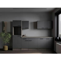 KÜCHENLEERBLOCK 280 cm   in Grau, Eichefarben  - Eichefarben/Schwarz, Design, Holzwerkstoff/Metall (280cm) - Respekta