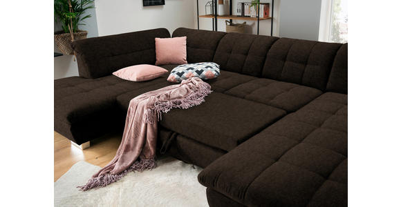 WOHNLANDSCHAFT  in Mikrofaser Braun  - Chromfarben/Braun, Design, Kunststoff/Textil (211/350/204cm) - Xora