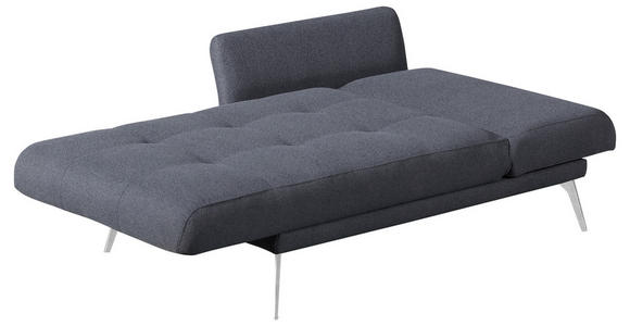 RÉCAMIERE Dunkelgrau - Chromfarben/Dunkelgrau, KONVENTIONELL, Textil/Metall (200/85/106cm) - Novel