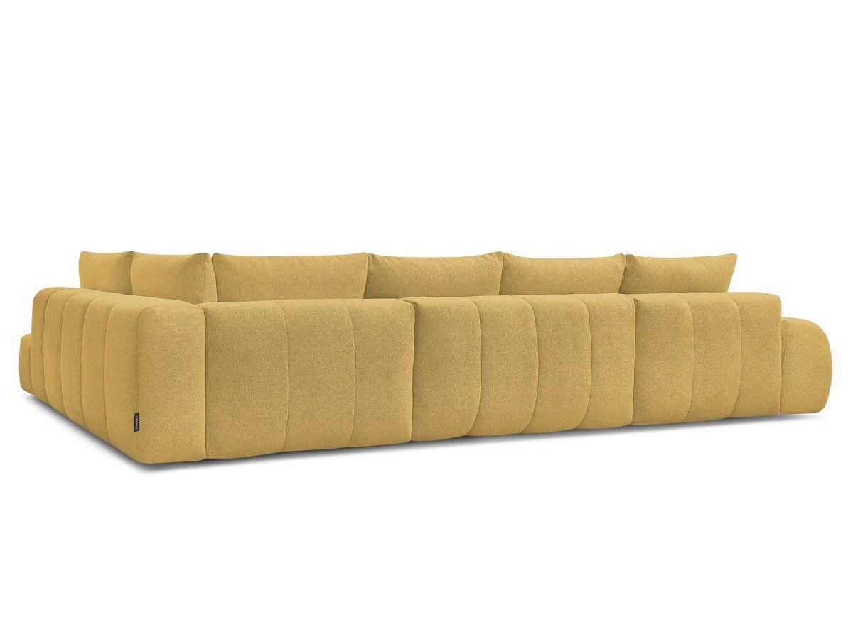 ECKSCHLAFSOFA EVEREST  mit Rücken echt, Armteil links, Armteil rechts Flachgewebe Gelb  - Gelb/Schwarz, MODERN, Kunststoff/Textil (198/423/212cm)