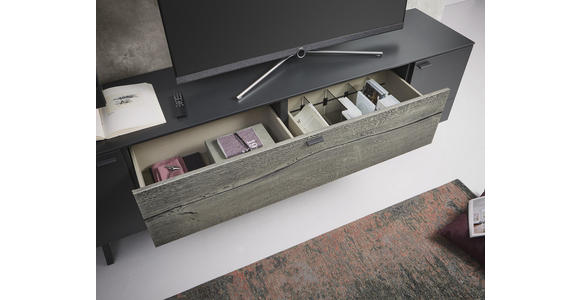 WOHNWAND in Anthrazit, Grau, Eichefarben - Eichefarben/Anthrazit, Design, Glas/Holz (333,1/223,2/49,2cm) - Dieter Knoll