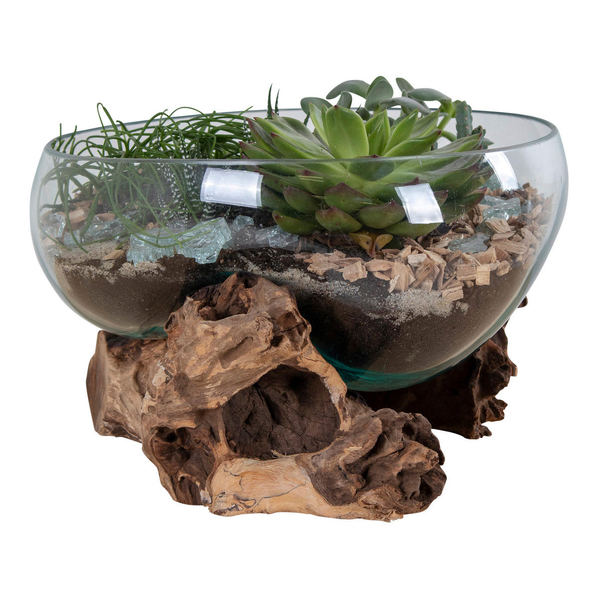 DEKORSKÅL  26/20 cm   - klar/teakfärg, Basics, trä/glas (26/20cm) - Ambia Home