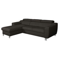 ECKSOFA in Lederlook Echtleder Dunkelbraun  - Chromfarben/Dunkelbraun, Design, Leder/Textil (176/242cm) - Livetastic