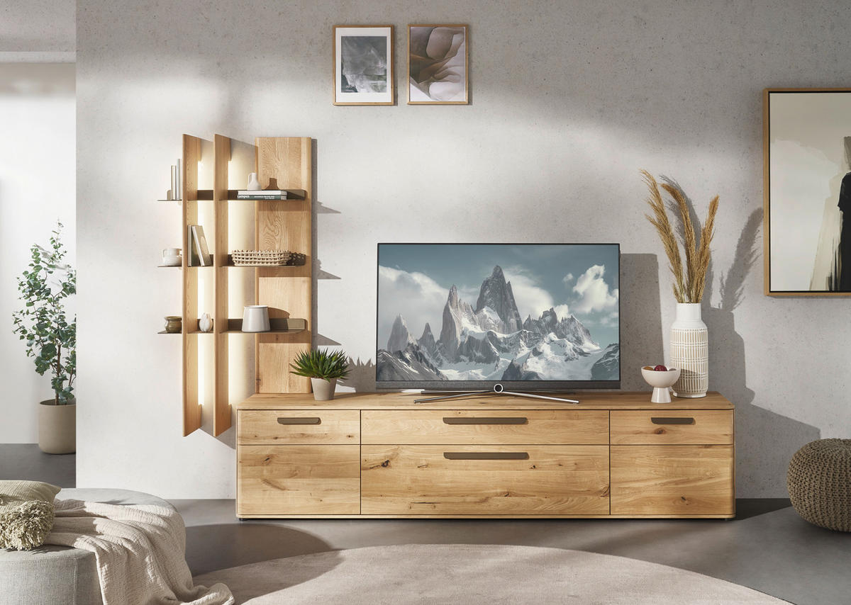 LOWBOARD  241,9/55,8/45,2 cm 1 Schublade(n) Typenauswahl, umfangreiches Zubehör erhältlich, stehend  - Wildeiche/Schwarz, Natur, Holz/Kunststoff (241,9/55,8/45,2cm) - Valnatura