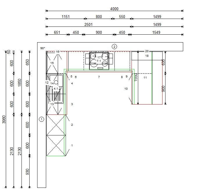 ECKKÜCHE  in Anthrazit, Weiß, Dunkelgrün  - Dunkelgrün/Anthrazit, Basics, Holzwerkstoff/Metall (305/340/155cm) - Welnova