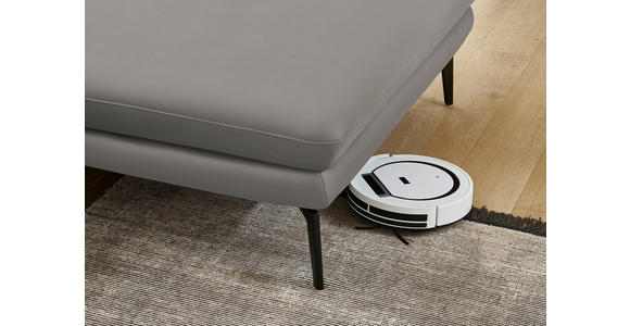 ECKSOFA in Echtleder Silberfarben 310/180 cm - Silberfarben/Schwarz, Design, Leder/Metall (310/180cm) - Dieter Knoll