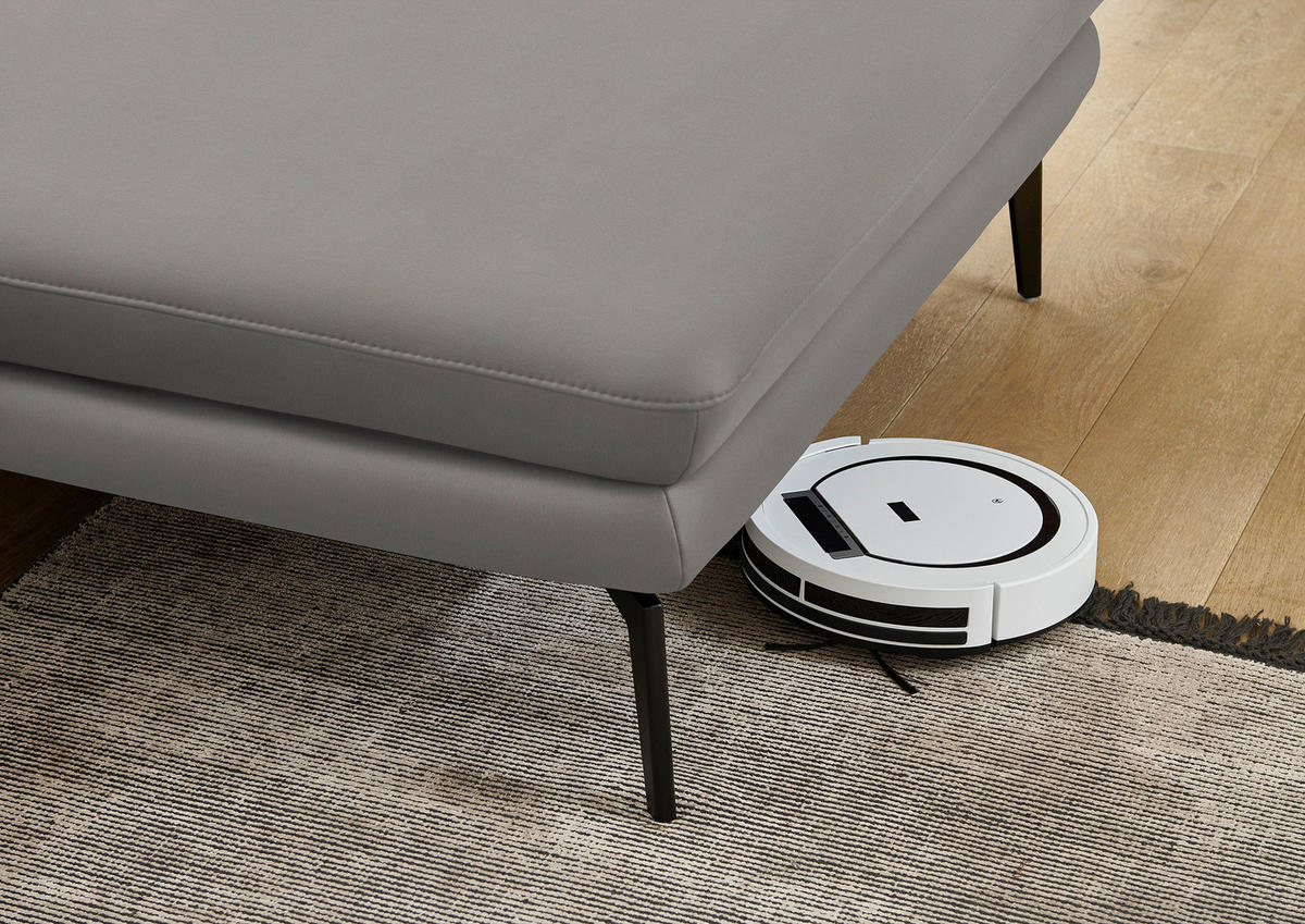 ECKSOFA in Echtleder Silberfarben  - Silberfarben/Schwarz, Design, Leder/Metall (310/180cm) - Dieter Knoll