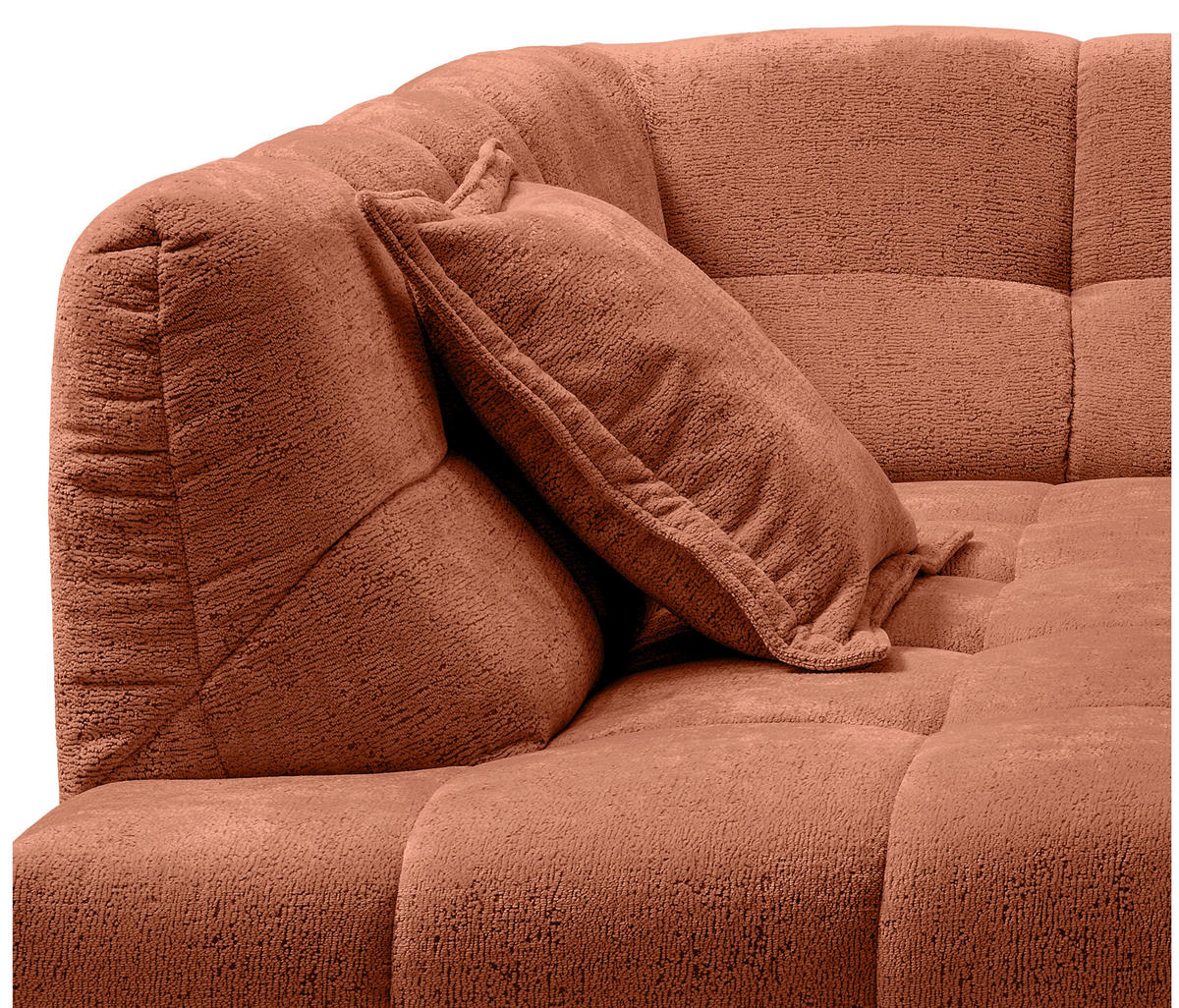 ECKSOFA ITALIA in Chenille Rostfarben  203/254 cm  - Rostfarben/Schwarz, MODERN, Kunststoff/Textil (203/254cm) - Livetastic