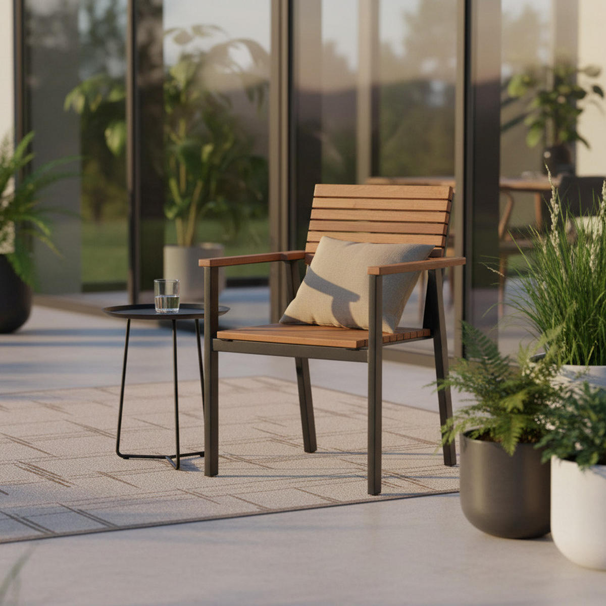 STAPELSESSEL in Holz, Metall Robinienfarben  - Anthrazit/Robinienfarben, KONVENTIONELL, Holz/Metall (60/83/58,5cm) - Siena Garden