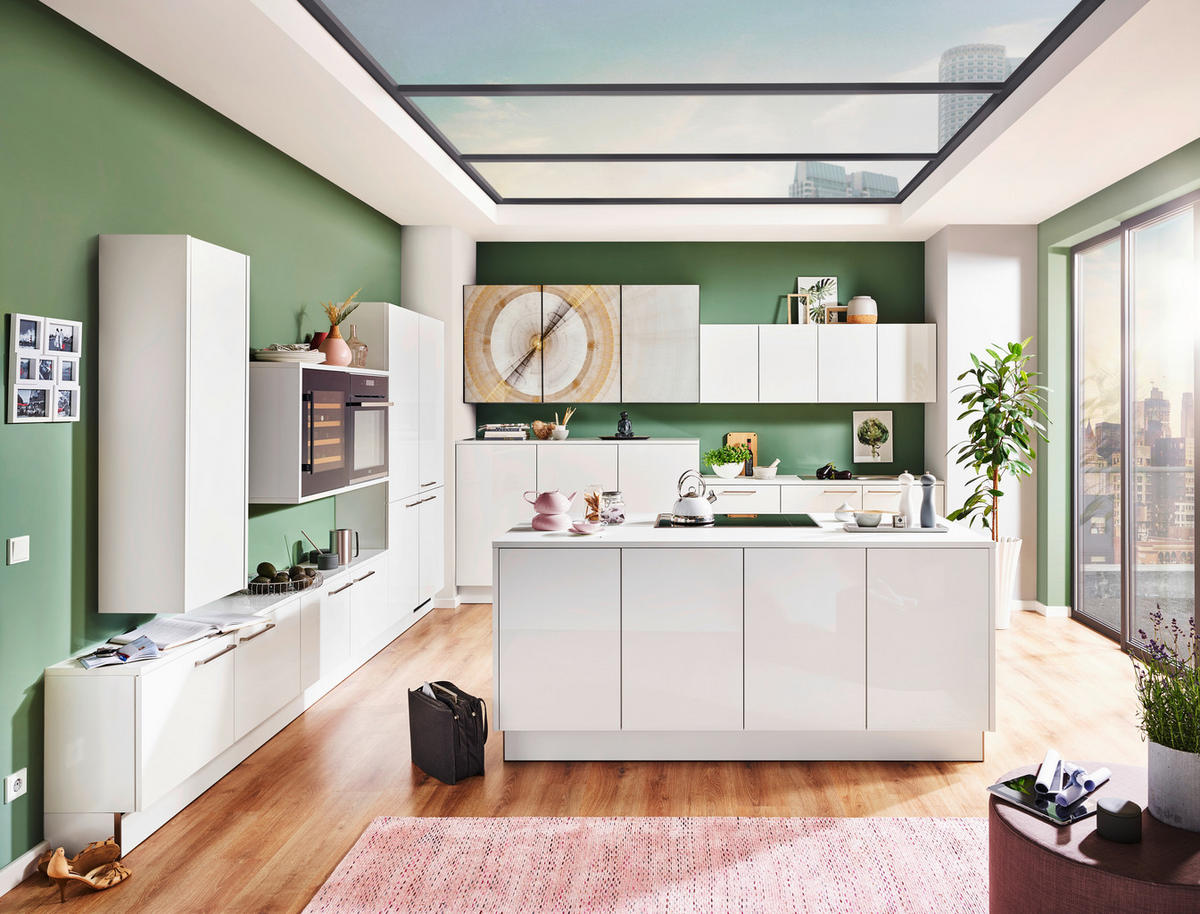 EINBAUKÜCHE DK704  - Weiß, Design, Holzwerkstoff - Dieter Knoll