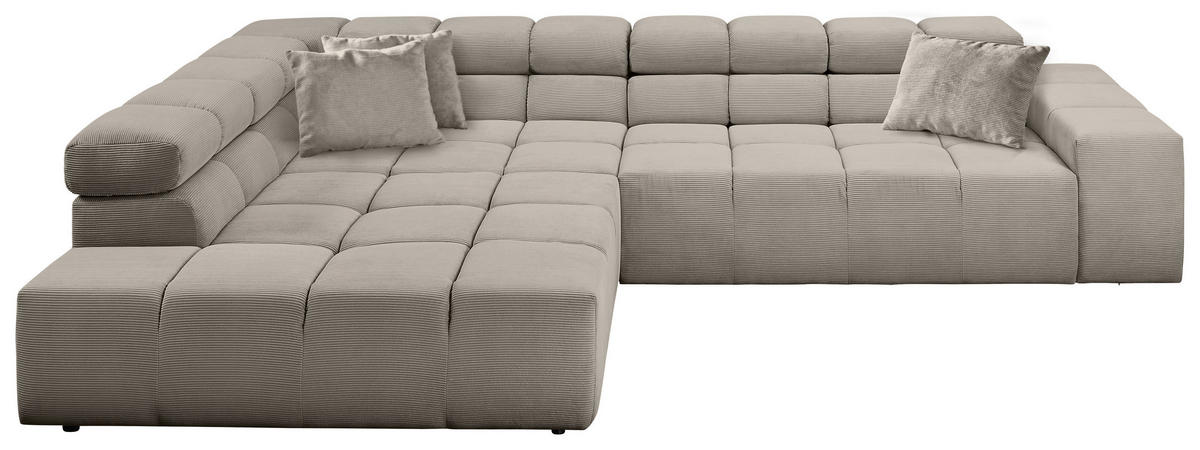 ECKSOFA in Feincord Sandfarben  - Sandfarben/Schwarz, Design, Kunststoff/Textil (215/319cm) - Hom`in