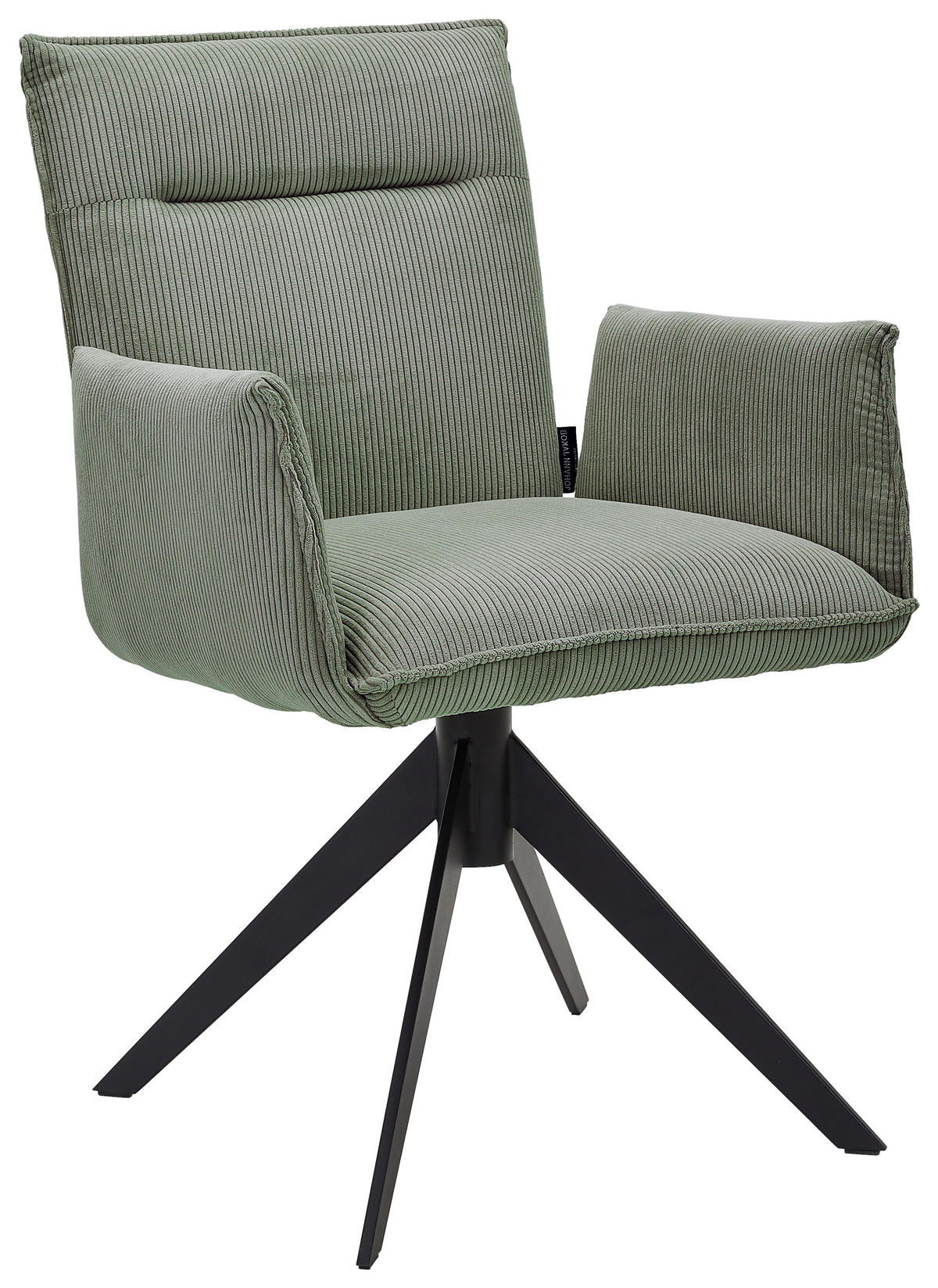 ARMLEHNSTUHL  in Eisen Cord  - Waldgrün/Schwarz, Design, Textil/Metall (59/87/62cm) - Johann Jakob