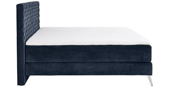 BOXSPRINGBETT 160/200 cm  in Dunkelblau  - Chromfarben/Dunkelblau, Design, Textil/Metall (160/200cm) - Xora