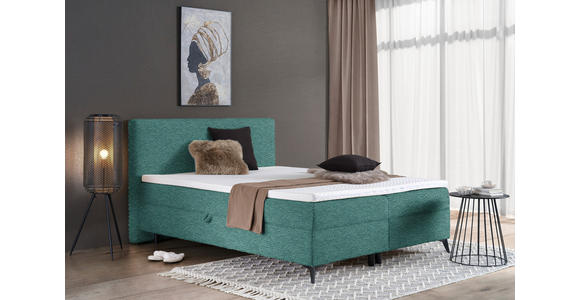 BOXBETT 160/200 cm in Petrol - Petrol/Schwarz, Design, Holz/Holzwerkstoff (160/200cm) - Xora