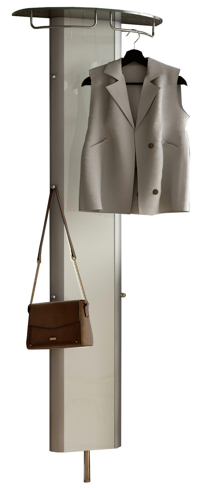 GARDEROBENPANEEL  in 63/192/26 cm  - Alufarben/Weiß, Design, Glas/Holzwerkstoff (63/192/26cm) - Moderano