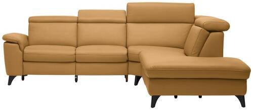 ECKSOFA in Echtleder Cognac  - Cognac/Schwarz, Design, Leder/Metall (285/239cm) - Cantus
