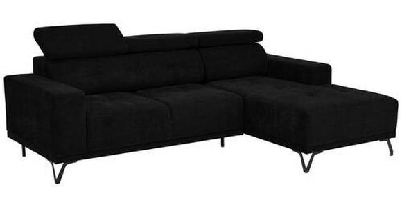 ECKSOFA in Chenille Schwarz  - Schwarz, KONVENTIONELL, Textil/Metall (264/178cm) - Hom`in