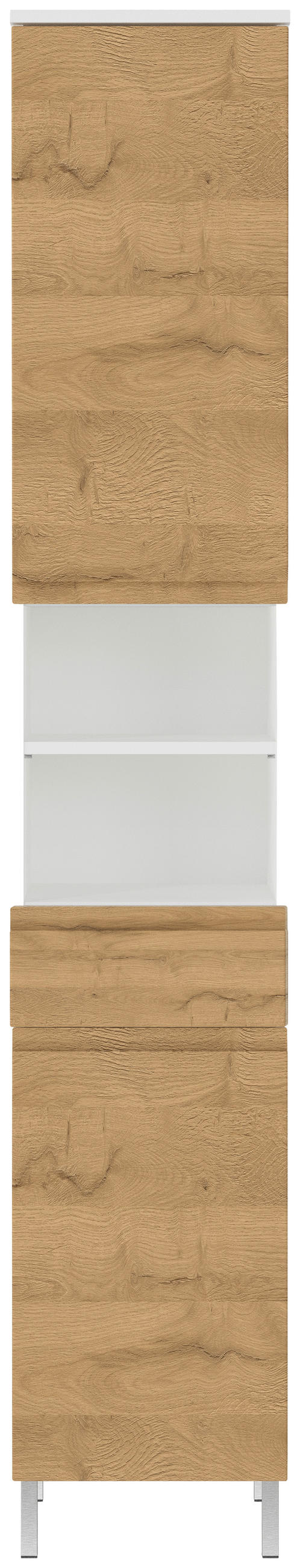 HOCHSCHRANK 34/190/34 cm  - Chromfarben/Eichefarben, MODERN, Holzwerkstoff/Metall (34/190/34cm) - Germania