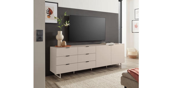 TV-ELEMENT Schwarz, Kaschmir  220/70/38 cm  - Kaschmir/Schwarz, MODERN, Holzwerkstoff/Metall (220/70/38cm) - Carryhome