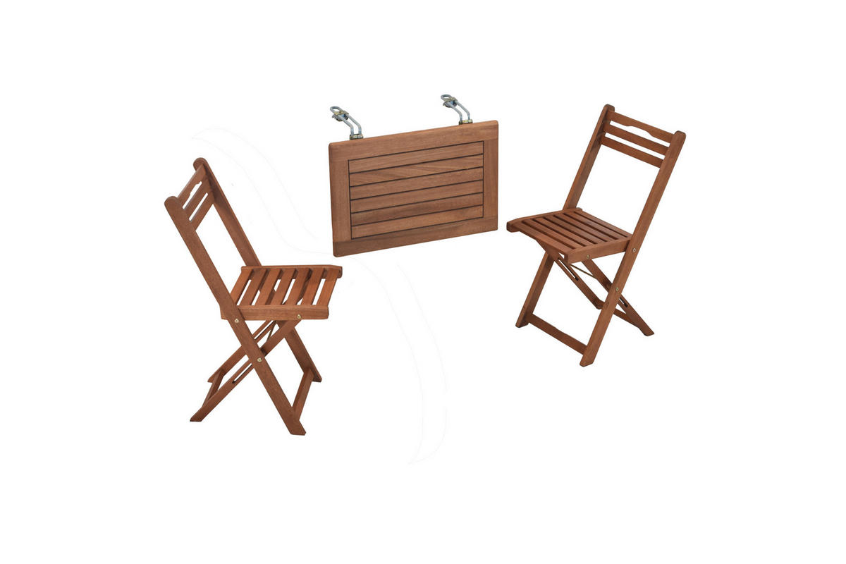 GARTENTISCHGRUPPE Eukalyptusholz Hartholz  - Eukalyptusholzfarben, KONVENTIONELL, Holz - Gardenson