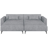 BIGSOFA  in Chenille Grau  - Hellbraun/Schwarz, MODERN, Textil/Metall (300/80/190cm) - Carryhome