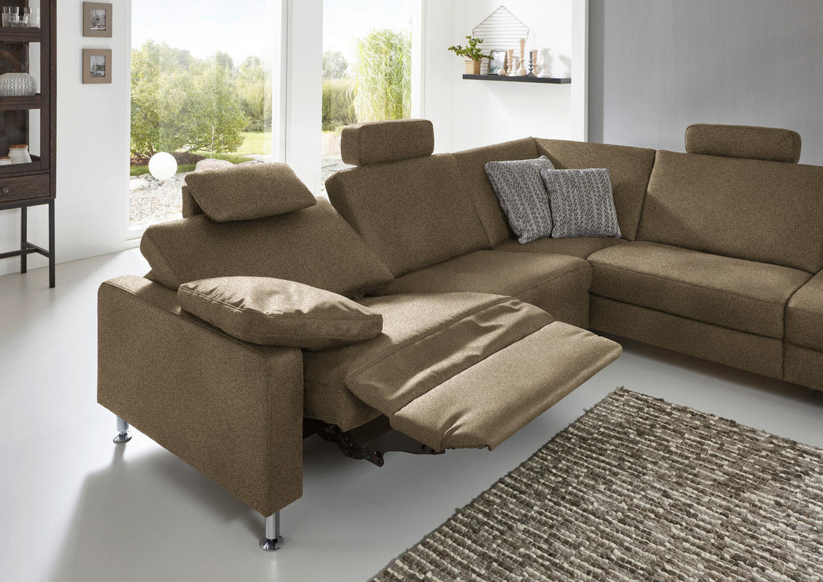 ECKSOFA in Mikrofaser Grün  - Alufarben/Grün, Design, Textil/Metall (275/242cm) - Dieter Knoll