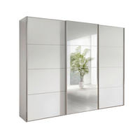 SCHWEBETÜRENSCHRANK 225/217/67 cm,  in Weiß, 3 Tür(en)  - Chromfarben/Weiß, MODERN, Glas/Holzwerkstoff (225/217/67cm) - Chameo