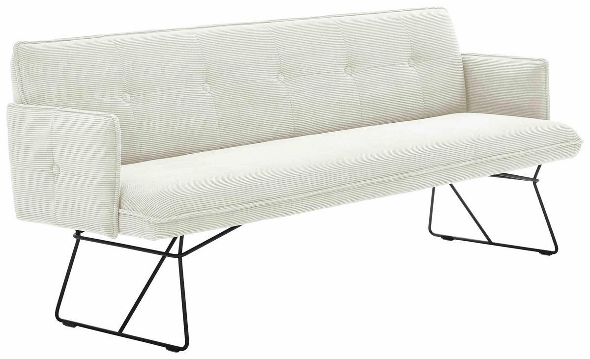 SITZBANK in Textil Weiss  - Weiss/Schwarz, Design, Textil/Metall (212/89/70cm) - Pure Home Lifestyle