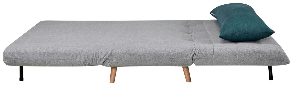 SCHLAFSOFA Webstoff Grau  - Blau/Naturfarben, MODERN, Holz/Kunststoff (125/84/91cm) - Livetastic