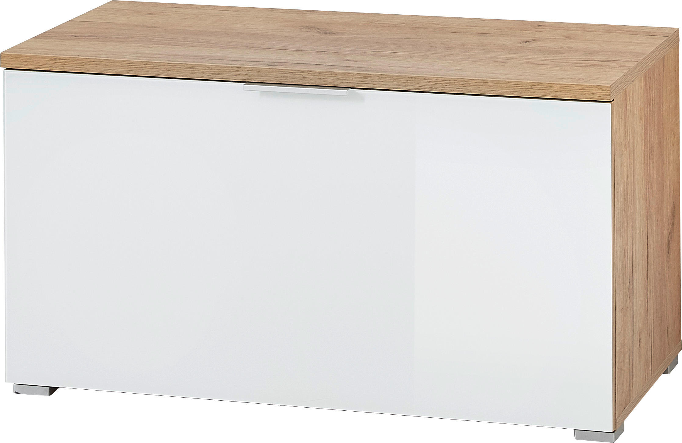 GARDEROBENBANK 89/49/40 cm  - Weiss/Eichefarben, Konventionell, Glas/Holzwerkstoff (89/49/40cm)