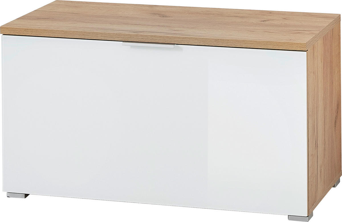 GARDEROBENBANK 89/49/40 cm  - Weiss/Eichefarben, Konventionell, Glas/Holzwerkstoff (89/49/40cm)