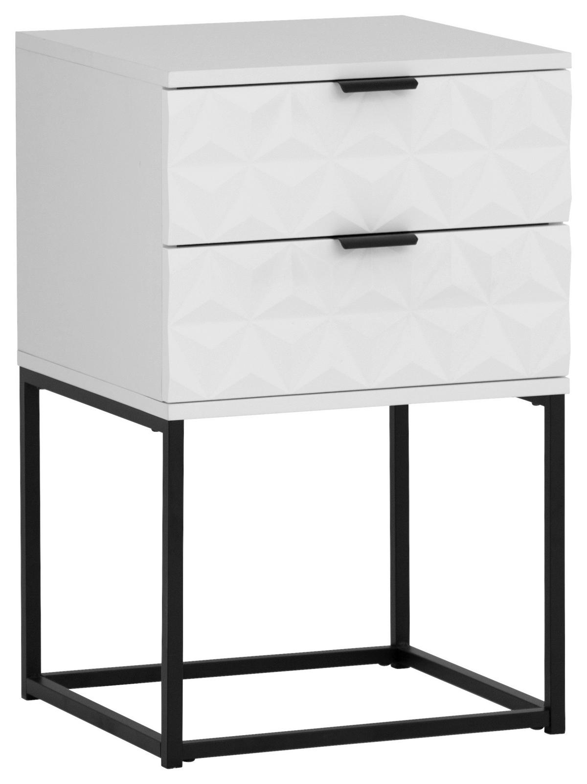 NACHTSCHRANK 42,5/67/38,5 cm  - Schwarz/Weiß, KONVENTIONELL, Holzwerkstoff/Metall (42,5/67/38,5cm) - Boxxx