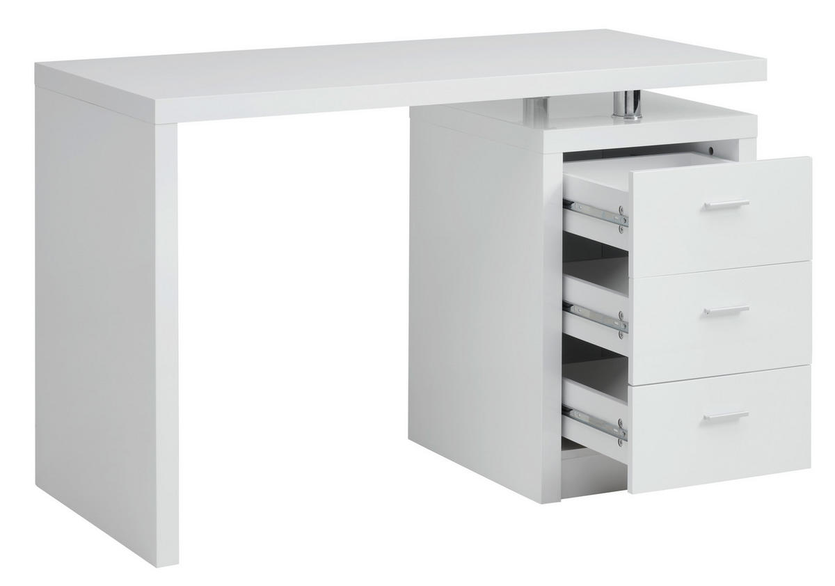 SCHREIBTISCH 120/55/75 cm Weiß Hochglanz Stauraum  - Chromfarben/Weiß Hochglanz, MODERN, Holzwerkstoff/Metall (120/55/75cm) - MID.YOU