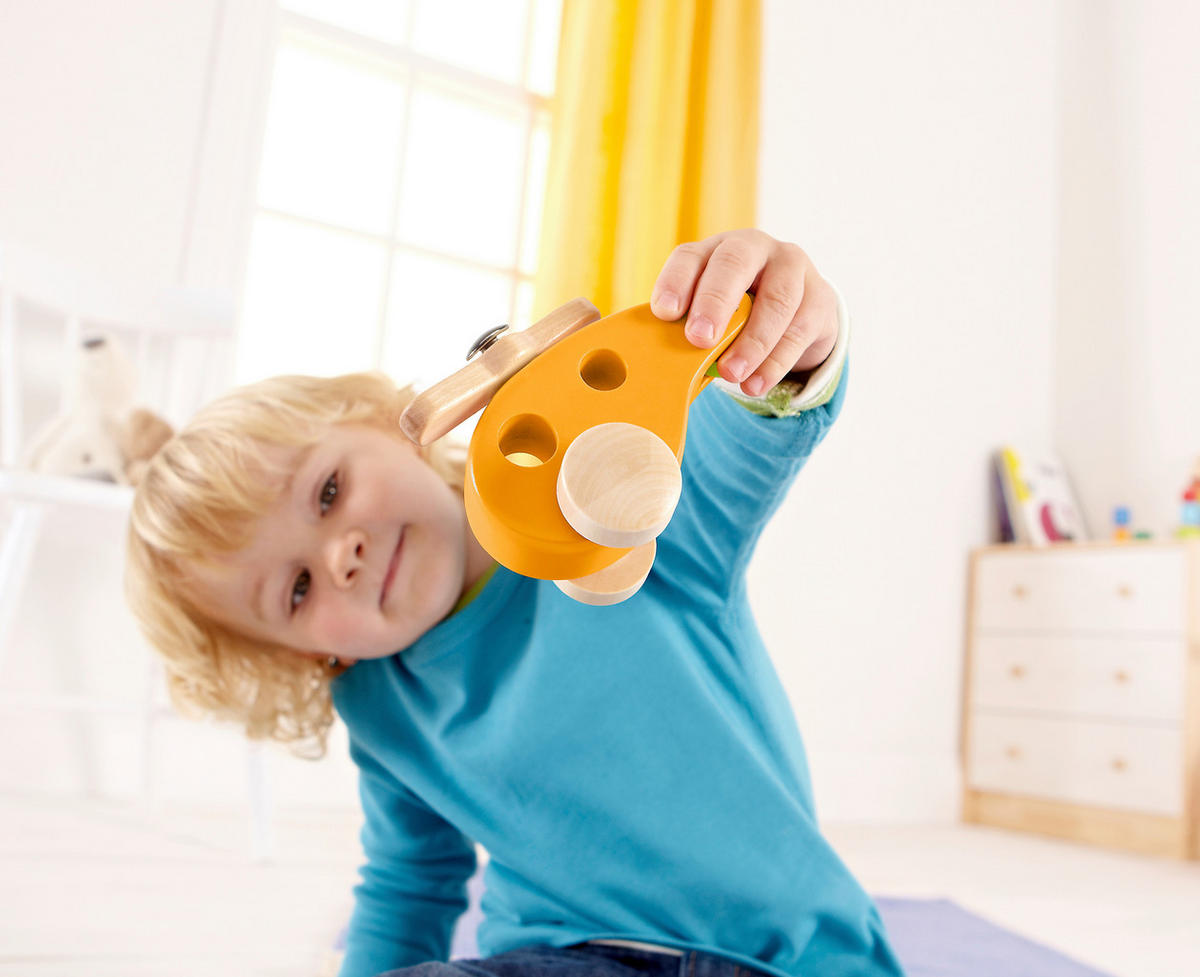 HUBSCHRAUBER - Orange, Basics, Holz (12,7/8,8/6,5cm) - Hape