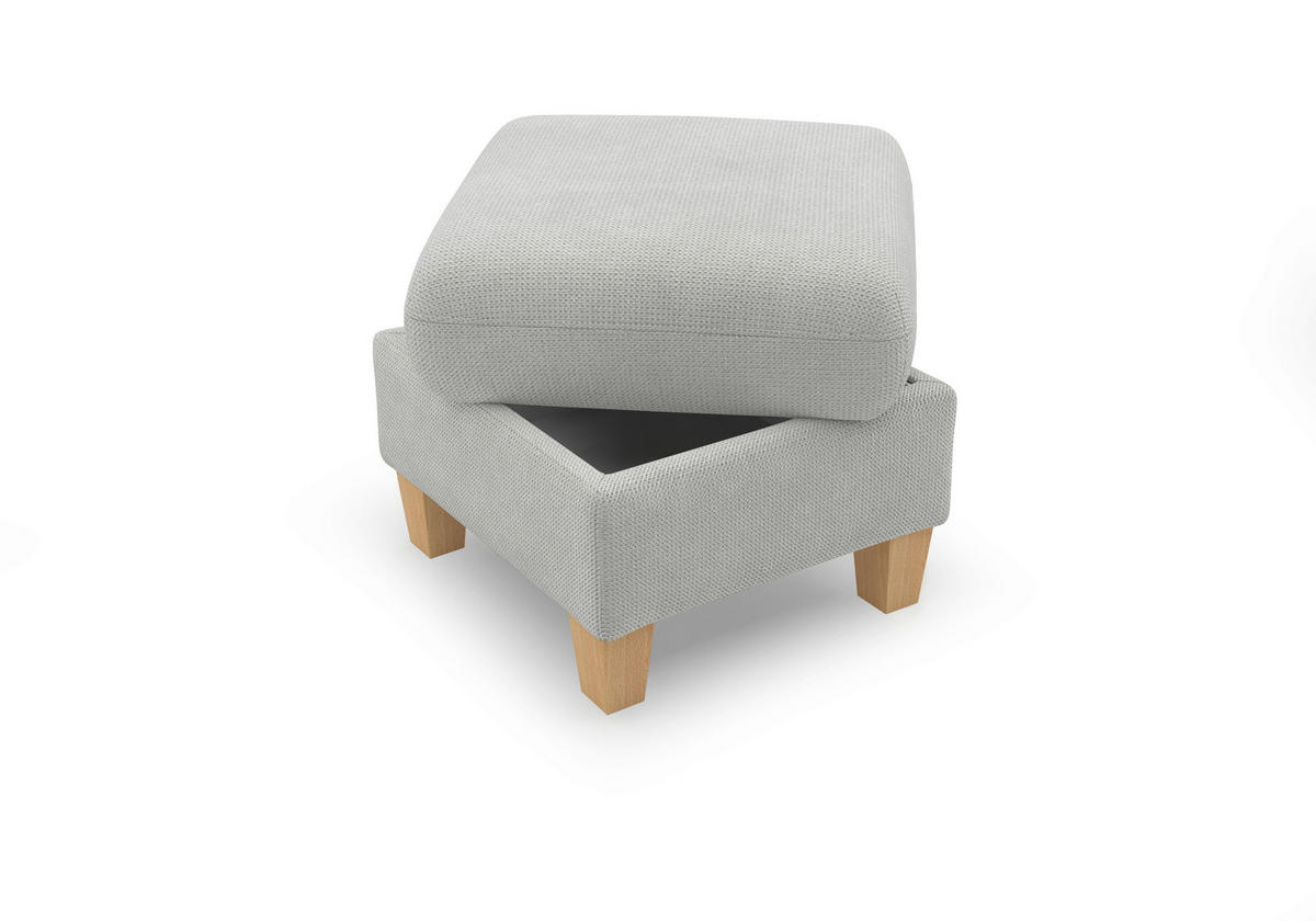 HOCKER GLENDALE E Flachgewebe Silberfarben  - Eichefarben/Silberfarben, KONVENTIONELL, Holz/Textil (58/48/58cm) - Sit & More