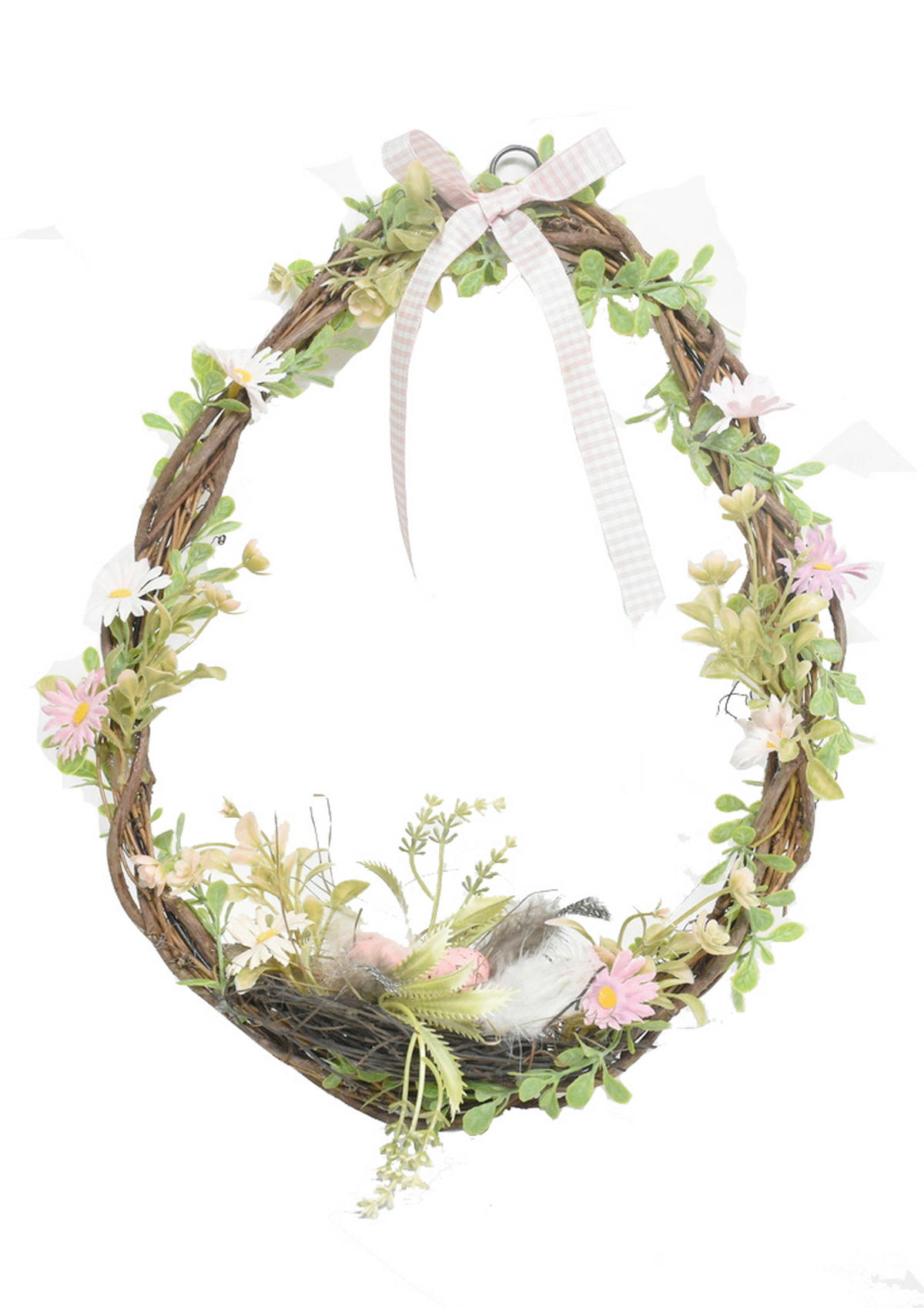 FRÜHLINGSKRANZ  - Pink/Hellgrün, LIFESTYLE, Holz/Kunststoff (27/35/8cm)