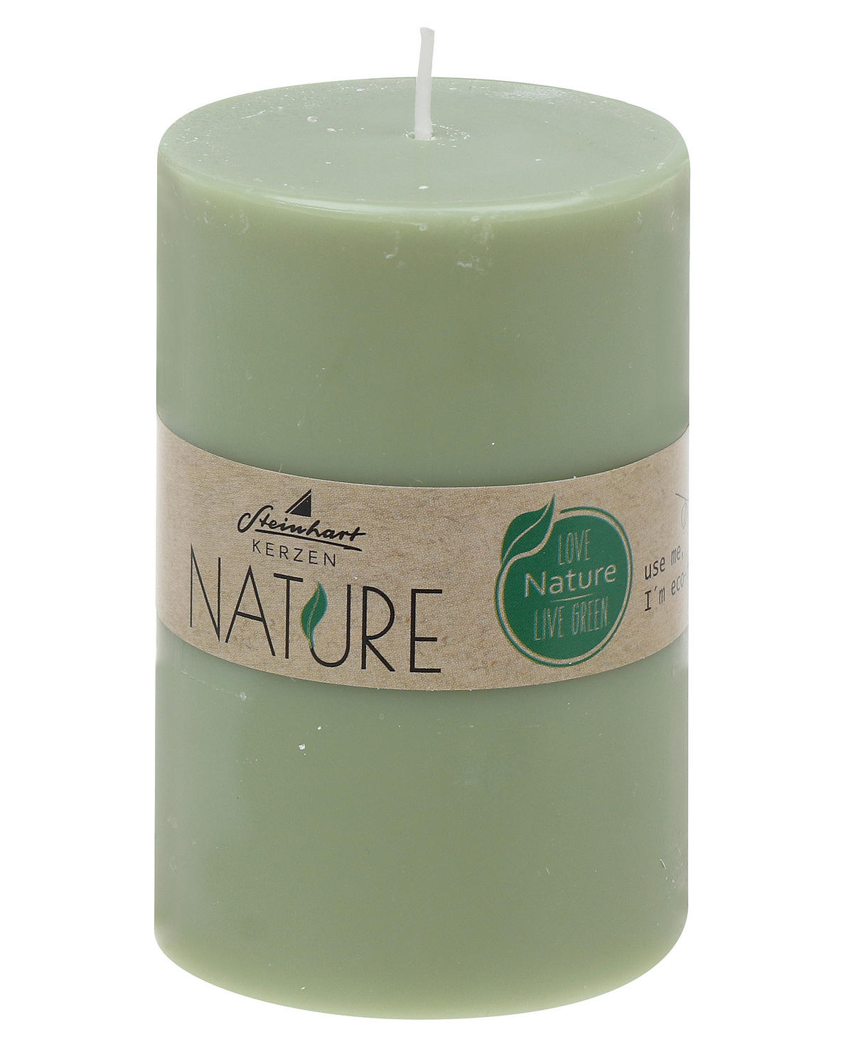 STUMPENKERZE  - Salbeigrün, Basics, Naturmaterialien (6,8/10cm) - Steinhart