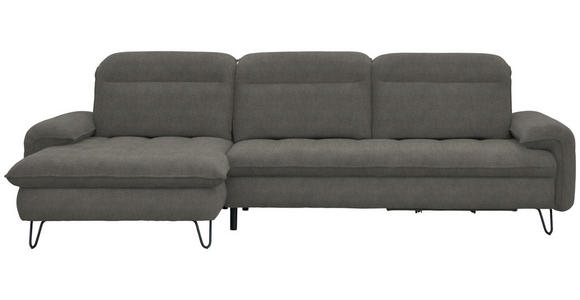 ECKSOFA in Webstoff Grau  - Schwarz/Grau, LIFESTYLE, Textil/Metall (180/310cm) - Valnatura