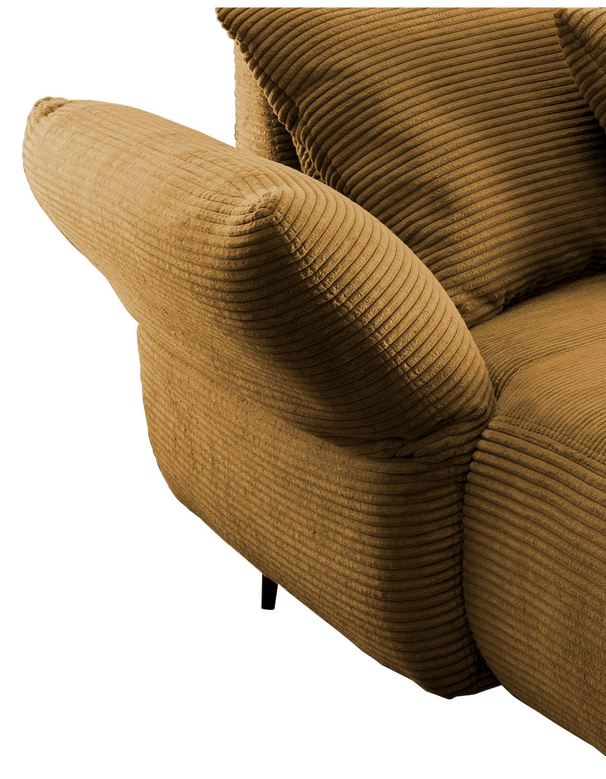 ECKSOFA in Cord Goldfarben  178/264-302 cm  - Goldfarben/Schwarz, Design, Textil/Metall (178/264-302cm) - Livetastic
