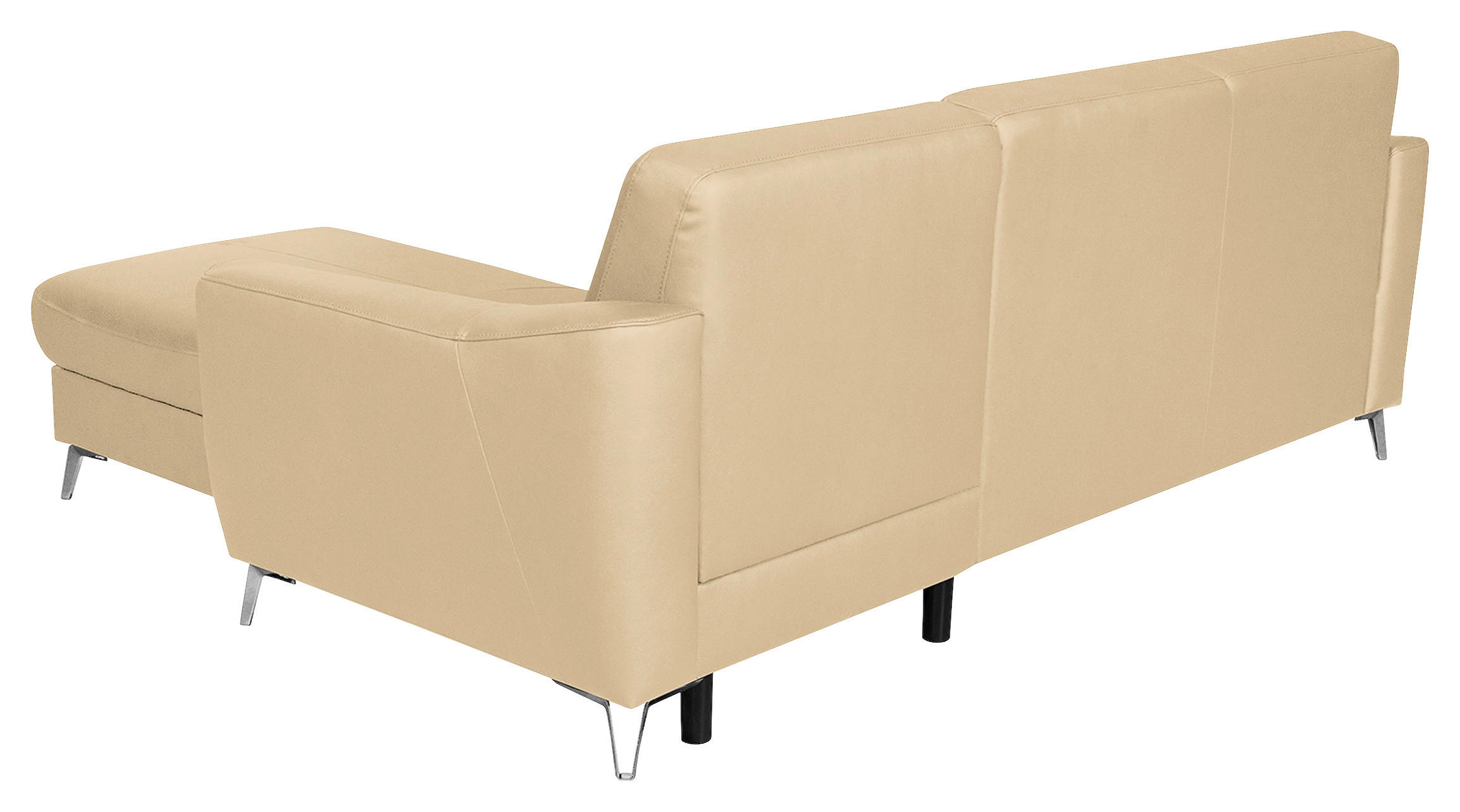 ECKSOFA in Lederlook Echtleder Beige  - Chromfarben/Beige, Design, Leder/Textil (241/168cm) - Livetastic