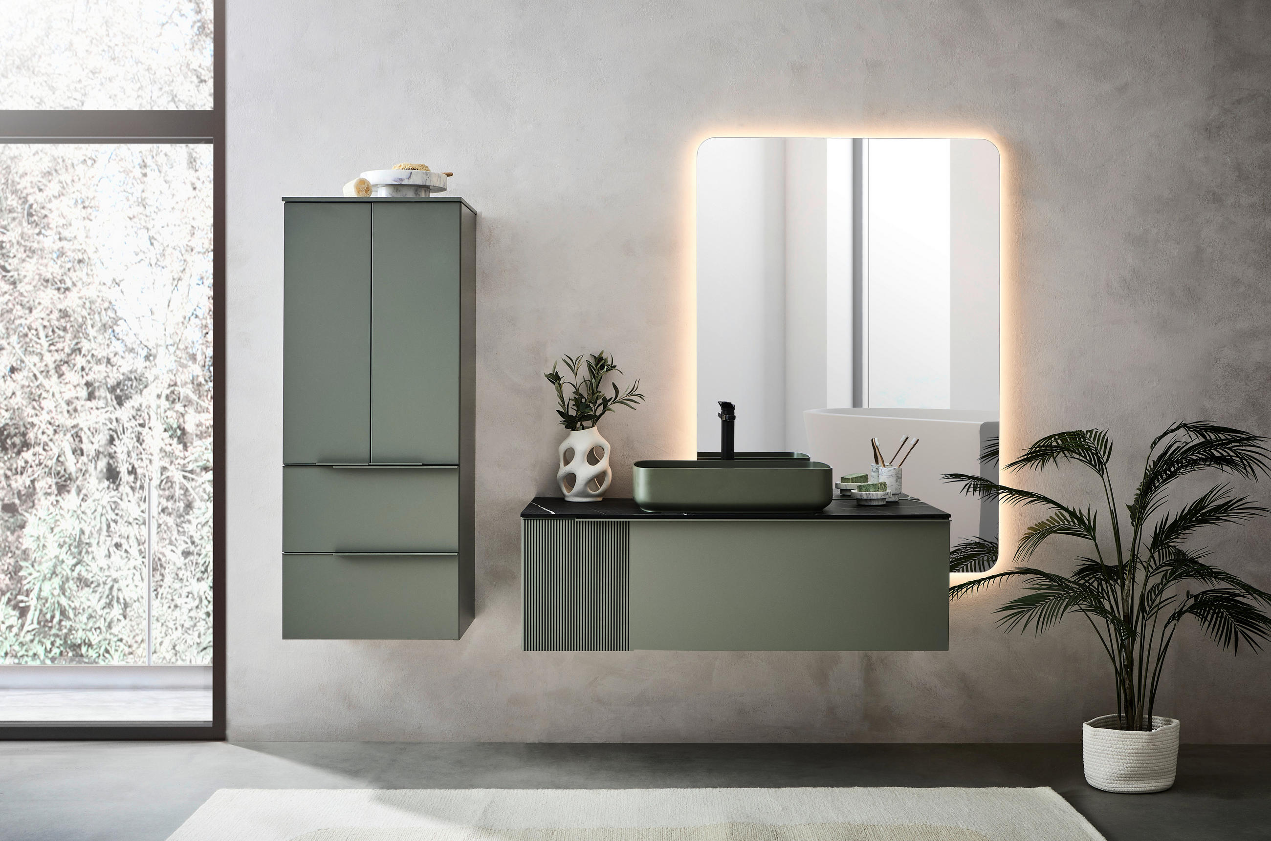 Thumbnail - Dieter Knoll Waschtischkombi Pollock Trame, Schwarz, Hellgrün, Metall, 1 Schublade(n) Schubladen, 120 cm, Made in Italy,...