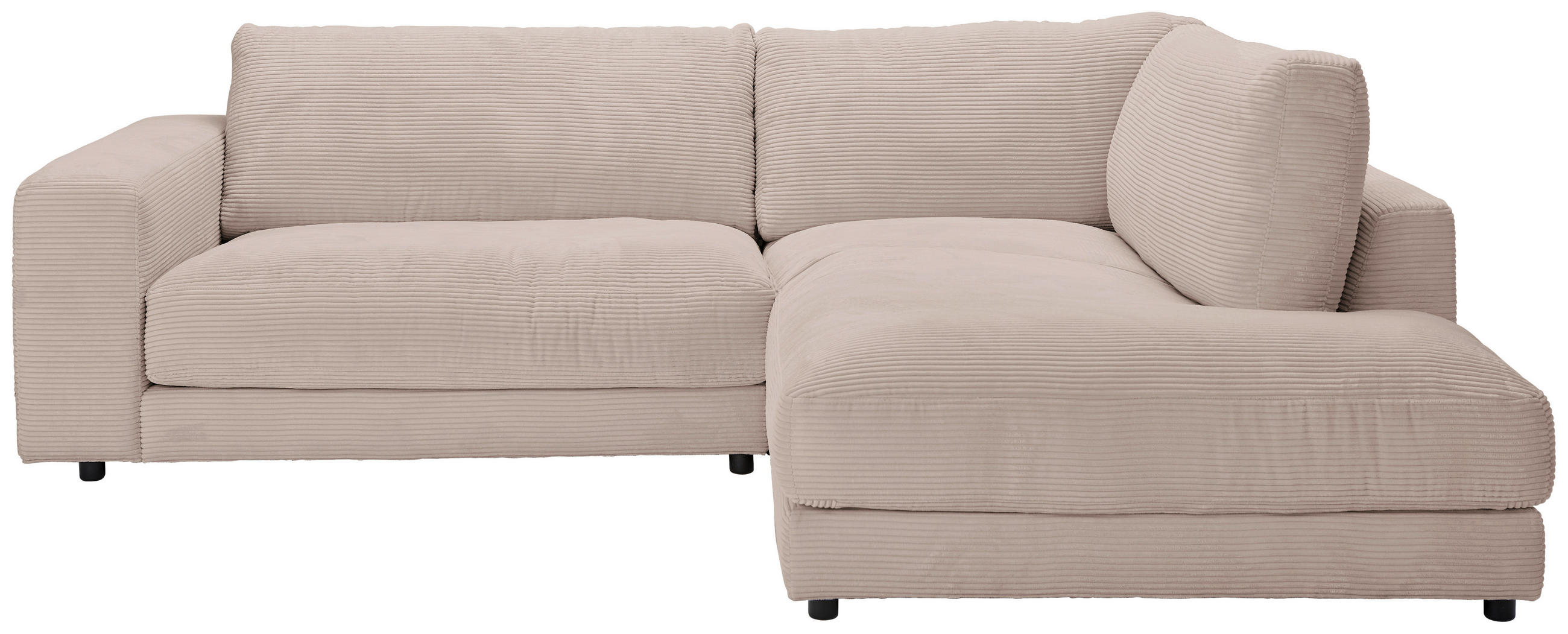 ECKSOFA in Cord Taupe  - Taupe/Schwarz, Design, Kunststoff/Textil (265/224cm) - Hom`in