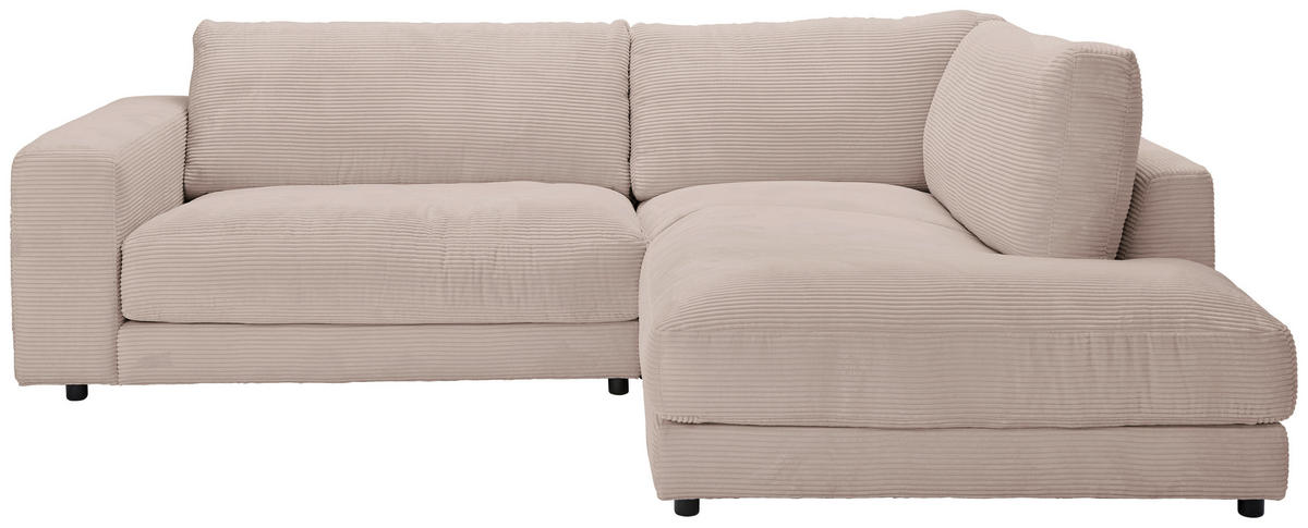 ECKSOFA in Cord Taupe  - Taupe/Schwarz, Design, Kunststoff/Textil (265/224cm) - Hom`in