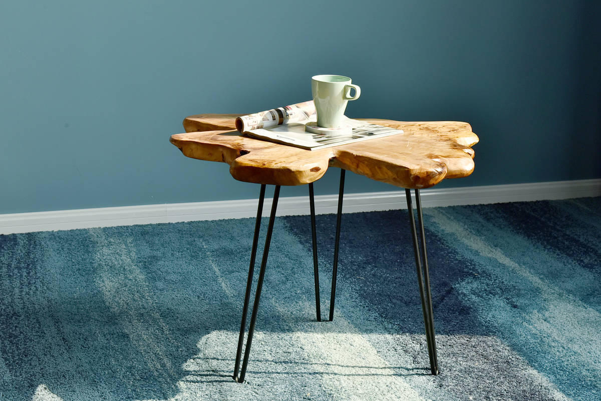 BEISTELLTISCH in Holz, Metall 50/60/52 cm  - Hellbraun/Schwarz, Basics, Holz/Metall (50/60/52cm) - Kayoom