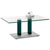 COUCHTISCH Klarglas 110/70/46-65 cm rechteckig Blau, Grün, Edelstahlfarben  - Blau/Edelstahlfarben, Design, Glas/Kunststoff (110/70/46-65cm)