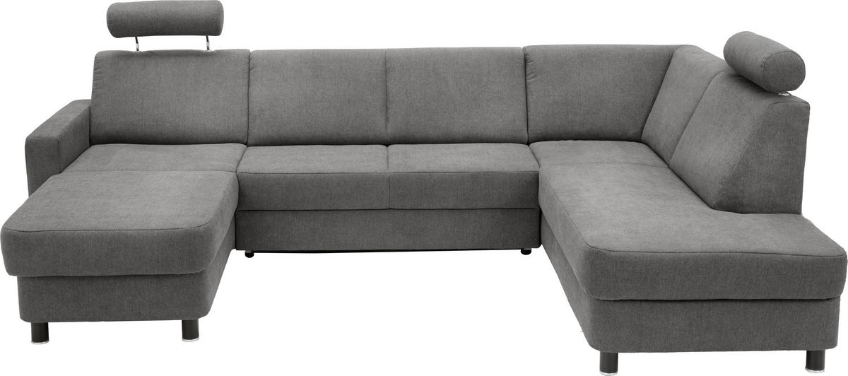 WOHNLANDSCHAFT in Webstoff Dunkelgrau  - Dunkelgrau/Schwarz, Design, Holz/Textil (165/296/198cm) - Xora